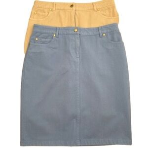 J. McLaughlin Pencil Mini Skirt Bundle Size 4 Stretch Denim Blue Beige